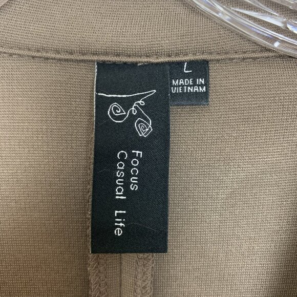 Focus Casual Life Womens L Jacket Cardigan Button Boho Taupe Lagenlook Relaxed - Picture 2 of 12